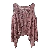 FindThy Women’s Hollow Knitting Stitch Cardigan Open Front Draped Boho Hippie Crochet Vest