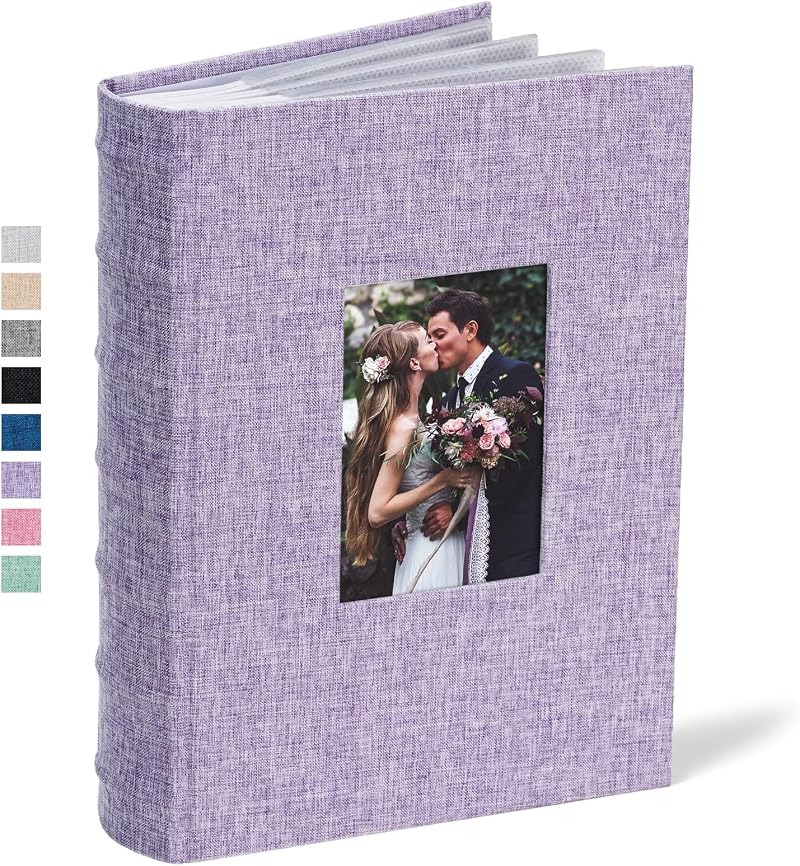 Vienrose Photo Album 300 Pockets Linen Cover 6x4 Memories Memo Space Purple