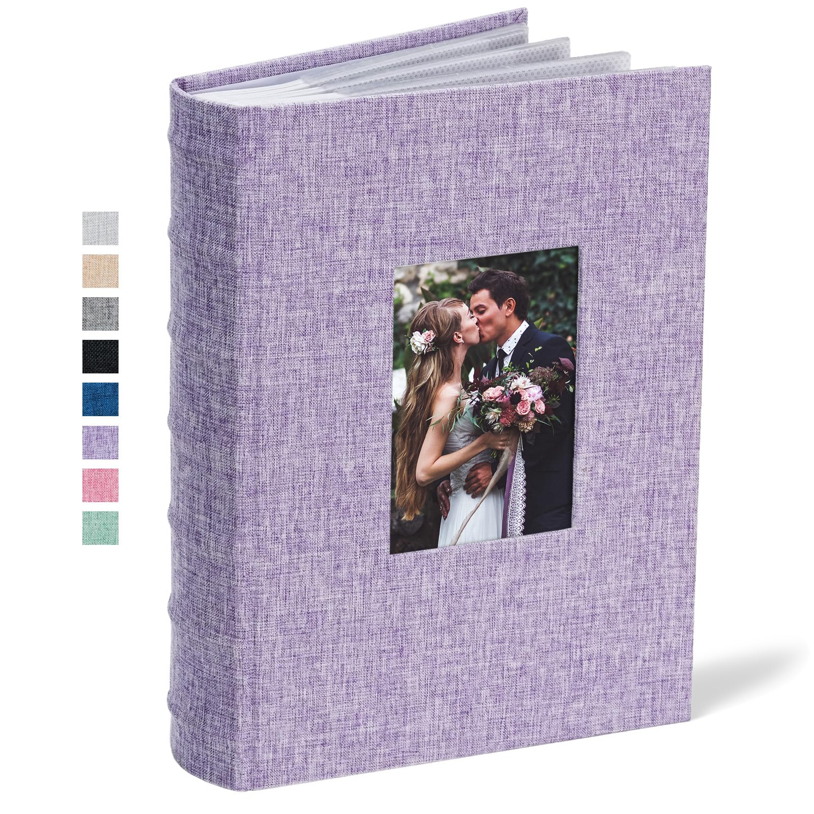 Vienrose Photo Albums 6x4 (15x10 cm) 300 Pockets Linen Cover with Memo Spaces Photobook Large Capacity Pictures Album Memory Book for Wedding, Family, Baby, Holidays, Special Occasions, Purple