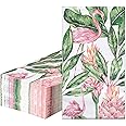 RUSPEPA 50 Pack Flamingo Guest Napkins - 3 Ply Disposable Seasonal Paper Napkin Dinner Hand Napkins Decorative for Home Kitchen, Bathroom，Party - 13 x 15 Inches