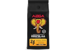 Café Agga - Kenya AA - Whole Bean Coffee - Espresso Dark Roast - Pure Origin - 100% Arabica Beans - BRCGS & Kosher Certified 