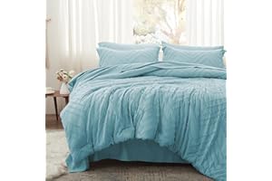 Anluoer Full Comforter Set, Sky Blue Tufted Bed in a Bag 7 Pieces with comforters and Sheets, All Season Bedding Sets with 1 Comforter, 2 PillowShams, 2 Pillowcases, 1 Flat Sheet, 1 Fitted Sheet