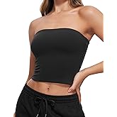 CRZ YOGA Butterluxe Double Lined Tube Tops for Women - Going Out Casual Tank Bandeau Crop Strapless Shirts
