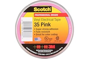 3M Scotch Vinyl Color Coding Electrical Tape 35, Premium Grade, Flame Retardant, UV Resistant, Electrical and Mechanical Protection, Pink, 7 mil, 3/4 in x 66 ft, 1 Roll