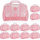 Rainmae 10 Pcs Jelly Purse Jelly Basket Beach Bags, Reusable Tote Beach Handbags, Plastic Beach Basket for Women Girls