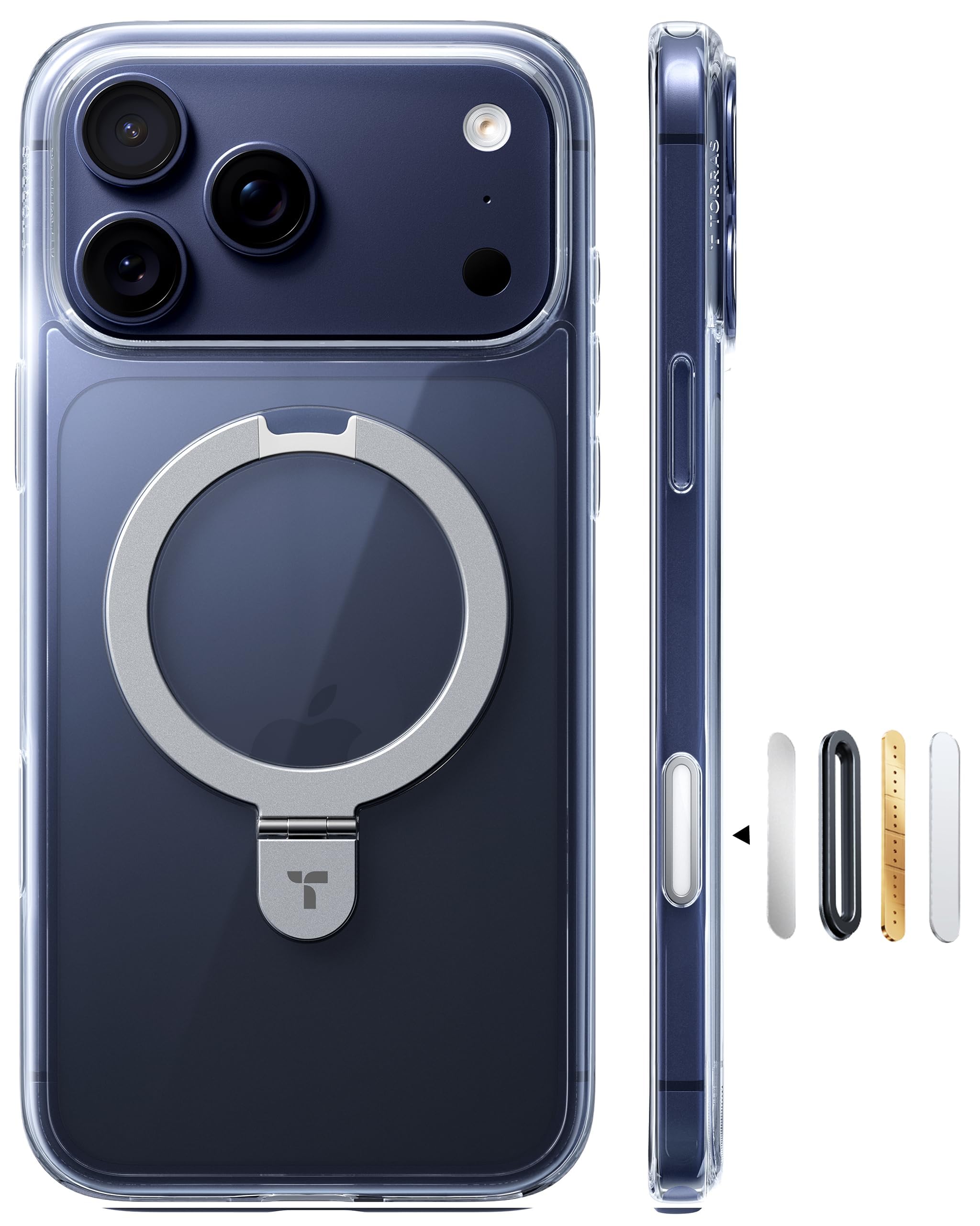 Photo 1 of TORRAS Ostand for iPhone 17 Pro Case Clear Magnetic, Fit for MagSafe, 4X Military Drop Protection, Camera Control, Slim Phone Case for iPhone 17 Pro with Kickstand, Anti Yellowing Cover 6.3", Clear