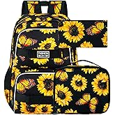 ZLYERT 3Pcs Backpack for Girls Boys, 17 Inch School Bookbag with Lunch Box, Durable Laptop Backpacks Set for Teens College