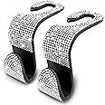 OSIFIT 2PCS Car Seat Hooks, Bling Car Rhinestone Headrest Hooks, Universal Bling Car Interior Accessories, for Handbag, Clothes, Purse, Water Bottle (White)
