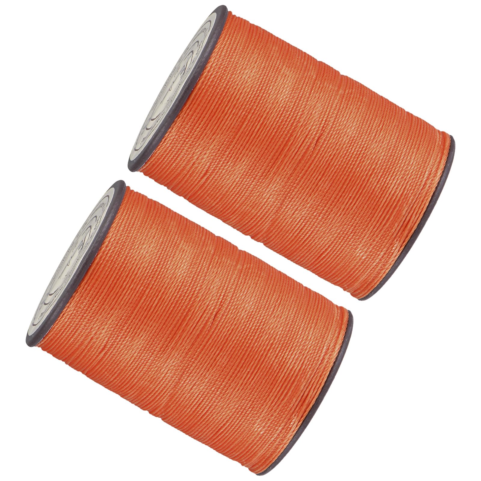 Kozelo 2pcs Thin Leather Waxed Sewing Thread -[0.45mm x 175 Yards] Practical Long Waxed Cord Sewing Thread for Leather Craft DIY Bookbinding Use|PET & Wax Coating, Orange