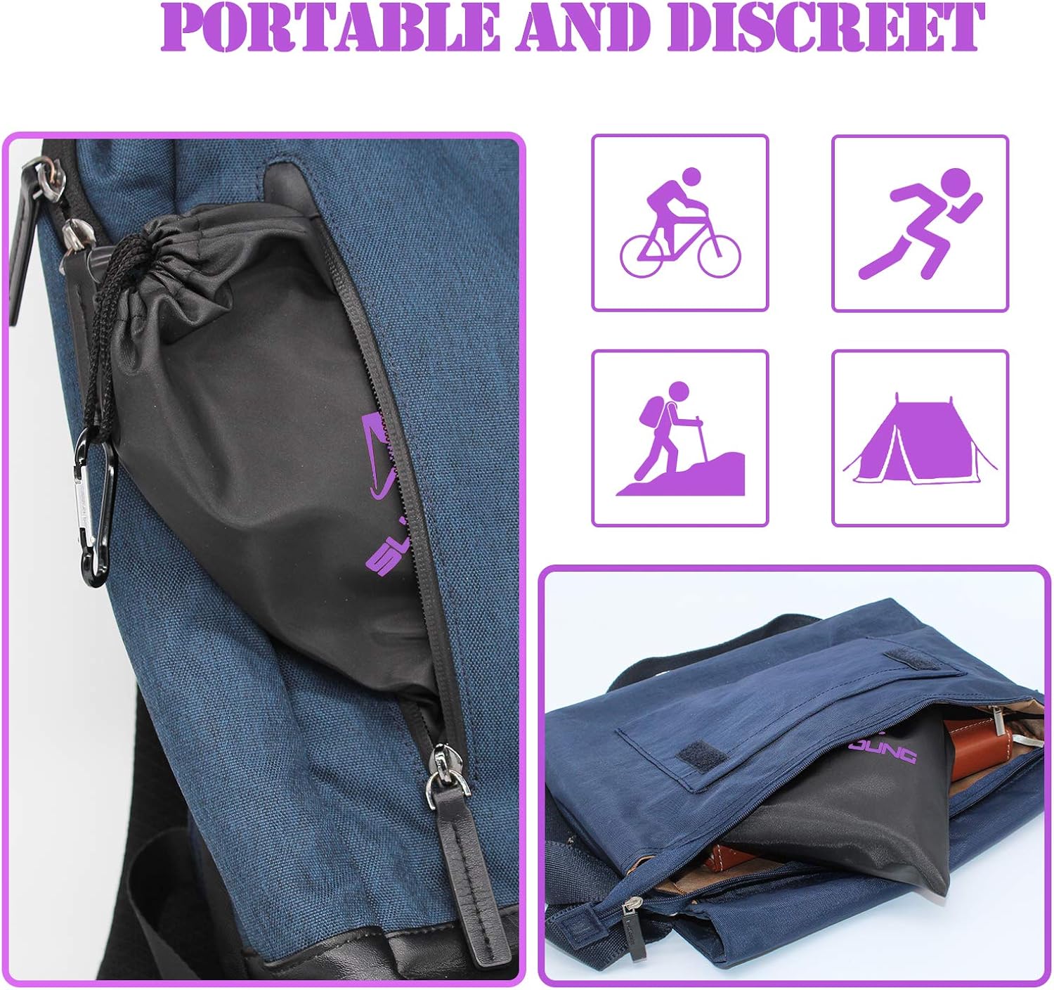 Female Urination Device, Foolproof Female Urinal Allows Women to Pee Standing Up, Portable, Compact, Lightweight Design for Camping, Hiking, Music Festivals, with Drawstring Bag and Carabiner-Purple : Sports & Outdoors