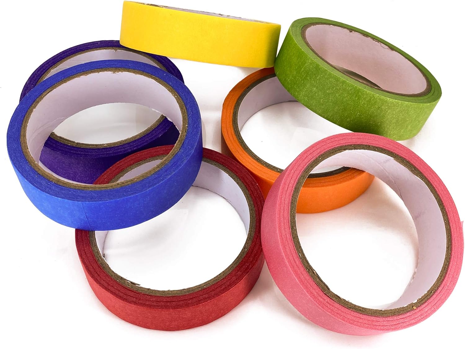 TradeGear Colored Masking Tape 7 Pk – 1 Inch x 15 Yards (45 Ft) - Rainbow Color General Purpose Craft Paper Tape – Perfect for Art, Labeling, Color Code, Classrooms, Painters, Kids, Home, Office, DIY: Office Products