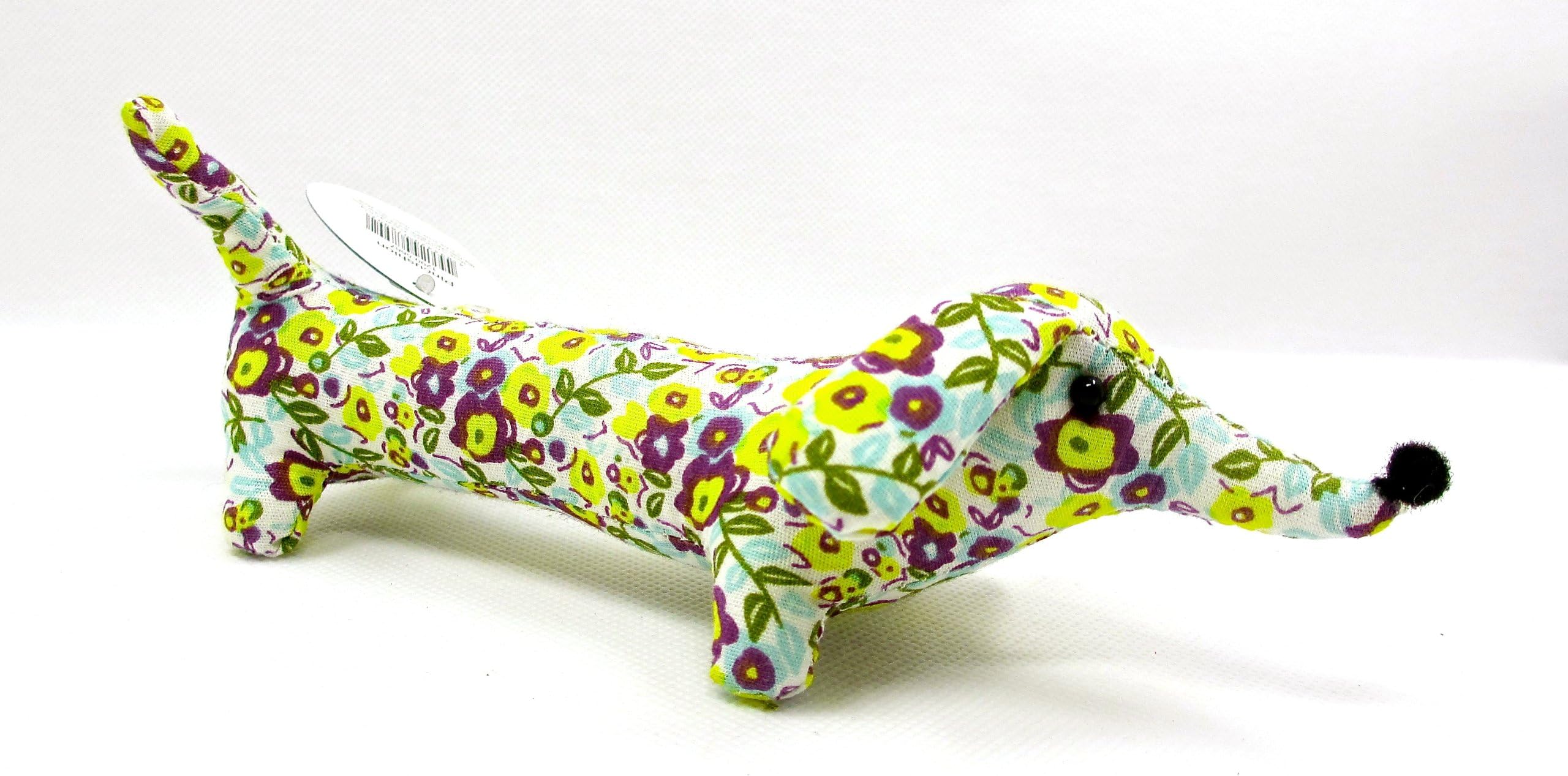 Dritz Collectible Dog Pincushion,purple/yellow Flowered Stuffed Dog Cushion,6"l X 2"w X 2.5"h