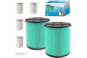 SPACETENT 2 Pack VF6000 Hepa Filter Replacement for Rigid Shop Vac Filter 97457, 5-Layer HEPA Pleated Paper Filter, compatible with RIDGID most 5-20 Gallon Wet/Dry Vacuums, with 4 Pack Filter Covers