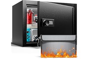 Grimtron Fireproof Waterproof Mini Kids Safe Box - (1.2 cu. ft.) Small Safe Box with Combination Lock for Kids, Money Safe fo