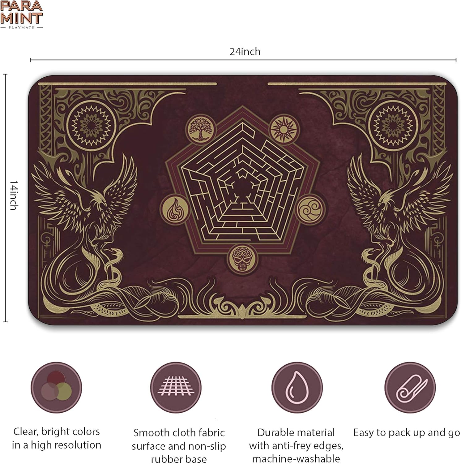 Paramint Flamewake Phoenix (Stitched), MTG Playmat, Compatible with Magic the Gathering Playmat, Play MTG, YuGiOh, TCG - Image 3