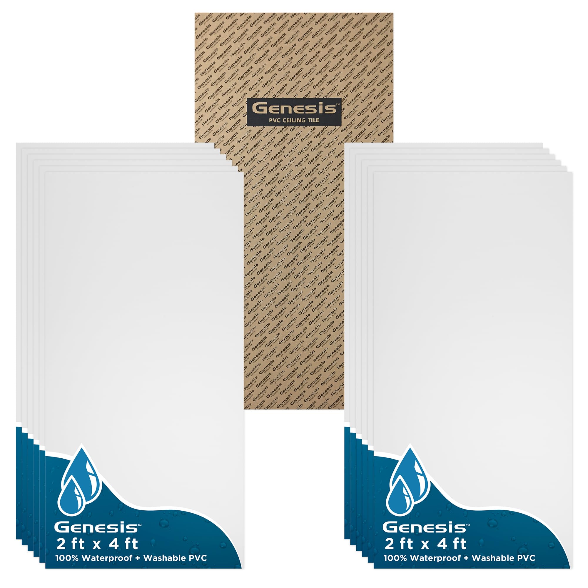 Genesis 2ft x 4ft Smooth Pro White Ceiling Tiles