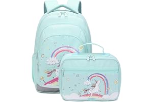 Abshoo Cute Kids Backpack For Girls Kindergarten Elementary Unicorn School Backpacks Set with Lunch Box (Unicorn Teal)