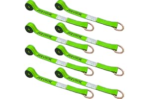 Bolvixor 8 Pack 2" x 96" Lasso Strap - 9900LBS Break Strength - D Ring Auto Tie Down for Wheel Lift, Trailer, Tow Truck (Green)