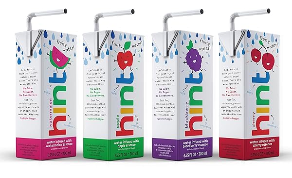 HINT KIDS WATER VARIETY PACK OF 32, 6.75 OUNCE 8 BOXES, EACH OF: CHERRY, WATERMELON, APPLE, & BLACKBERRY, ZERO SUGAR, ZERO SWEETENERS, ZERO PRESERVATIVES, ZERO ARTIFICIAL FLAVORS