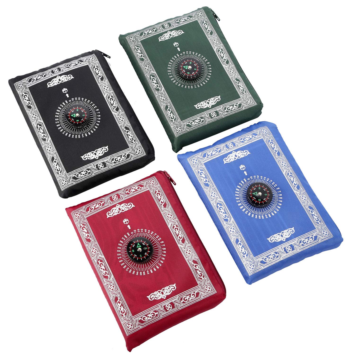 Portbale Travel Prayer Mat, Anlising with Compass Pocket Sized Carry Bag and Attached Compass Prayer Rug Portable Polyester 60 * 100cm 4pcs