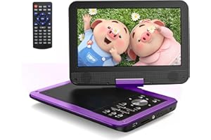 Yoton 12.5" Portable DVD Player with 10.5" HD Swivel Screen for Car, with Car Charger, AC Adapter, Support 6 Hours Built-in Battery and USB/SD Card/Sync TV and Multiple Disc Formats, Purple