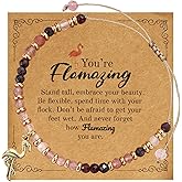 Glowave Dragonfly & Flamingo Gifts for Women, Natural Stone Bracelet, Inspirational Friendship Gift for Friend, Coworker, Mom and Sister