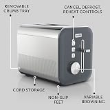 Breville High Gloss 2 Slice Toaster Grey Stainless Steel VTT968 view 5