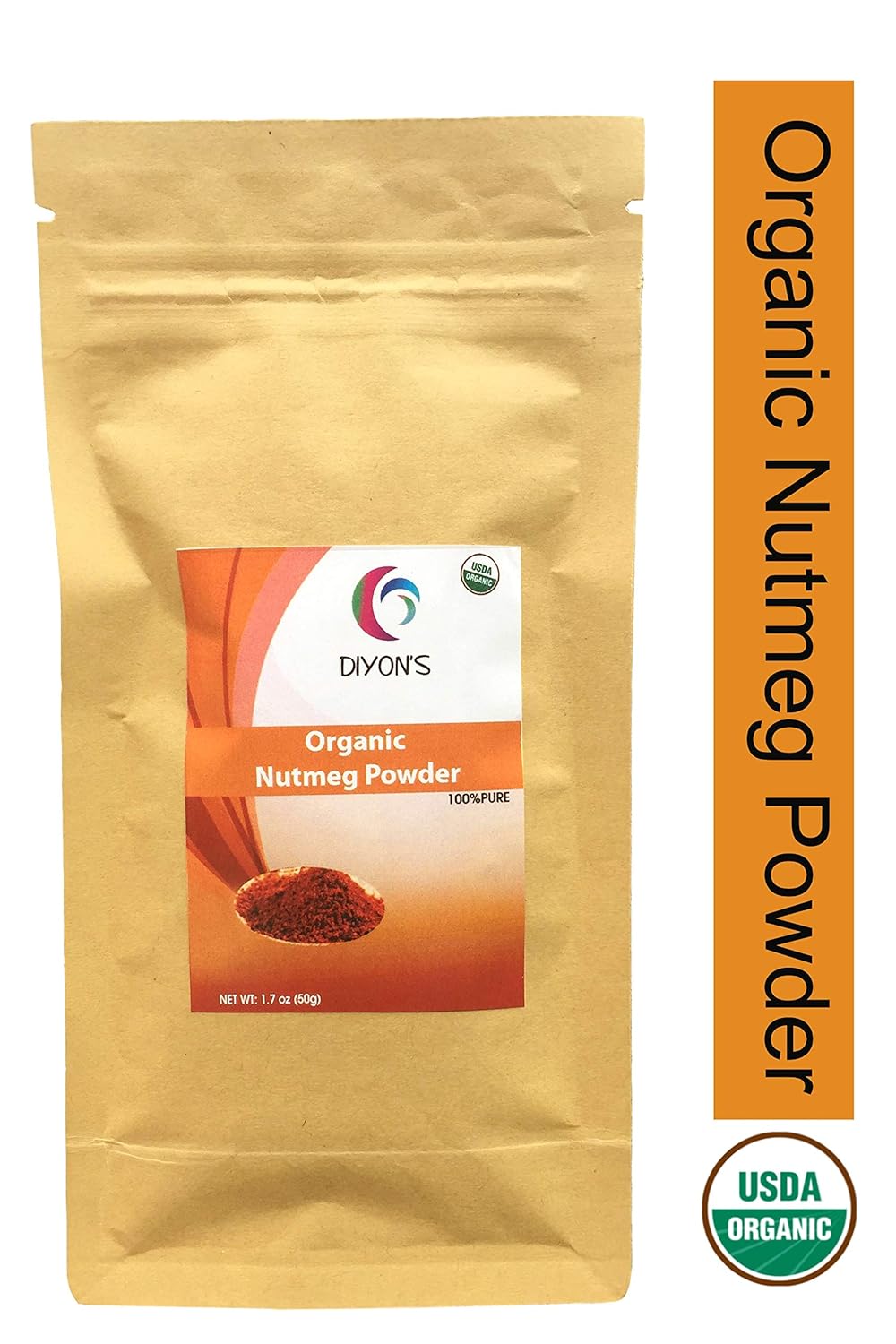 Organic Premium Grade Nutmeg Powder (1.7) (Stand up resealable pouch) Grocery