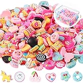 200 Pieces Charms Cute Set Mixed Candy Sweets Resin Flatback Beads with Box for DIY Craft Making and Ornament Scrapbooking
