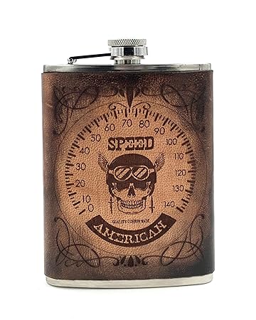 VINAY AND VIJAY Personalized Vintage Leather Hip Flasks for Men