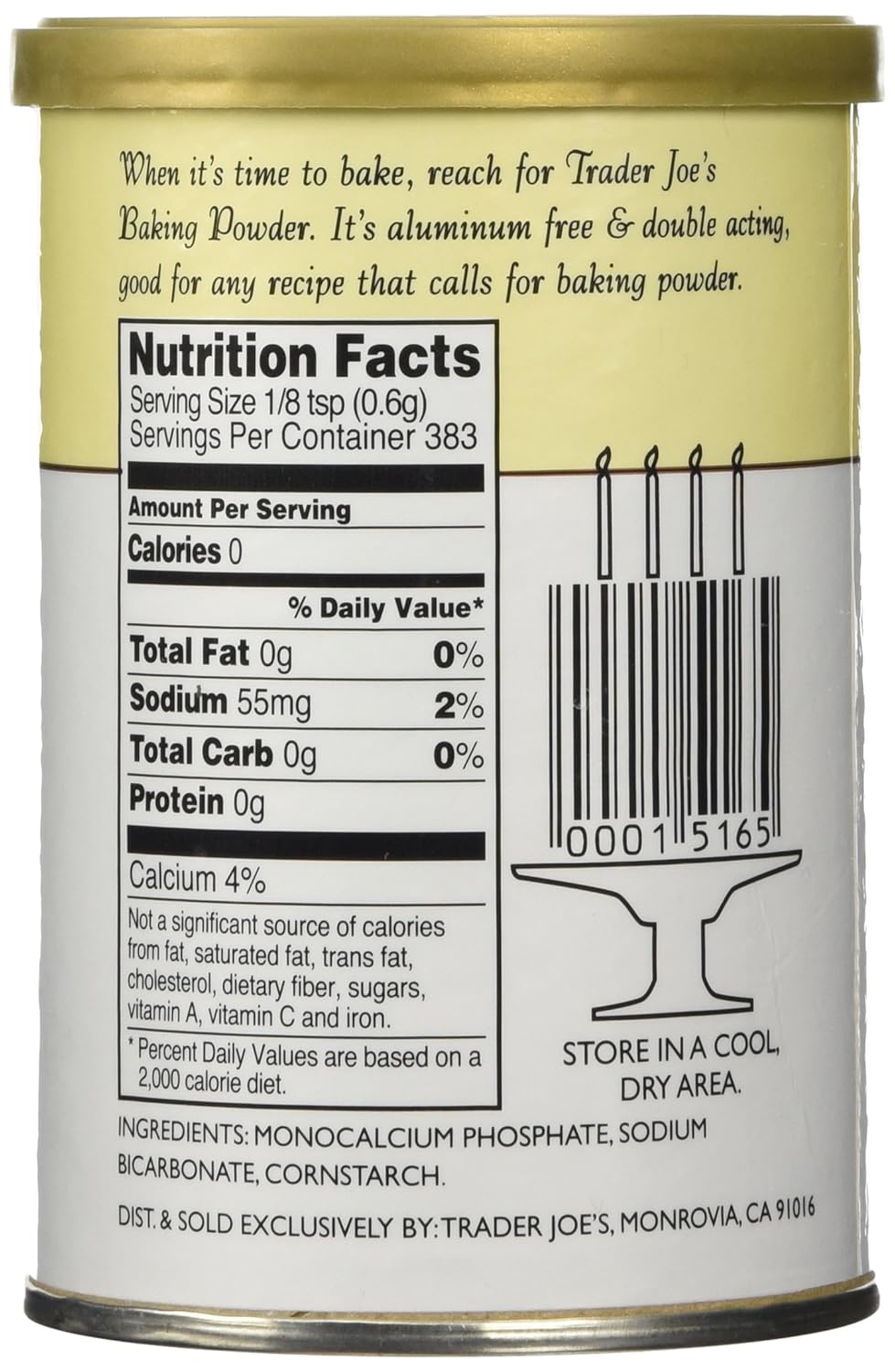 Baking Powder Nutrition Label 1stadenium