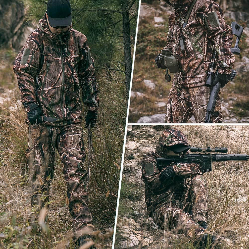 YEVHEV Hunting Gear Suit for Men Camouflage Hunting Hoodie Jacket Windproof Real-Tree Camo: Clothing