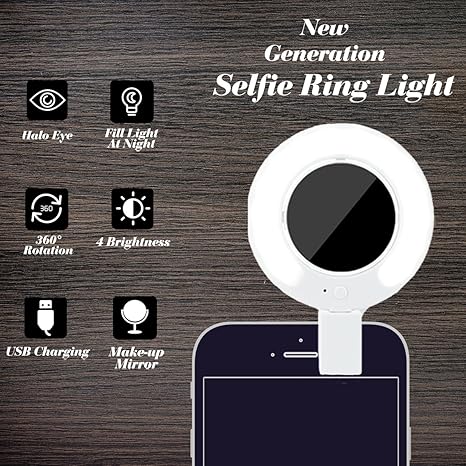 RECESKY Selfie anillo de luz, proyector de vídeo LED luces con 360 ...