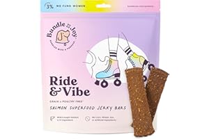 Bundle x Joy Ride & Vibe Dog Treats Salmon Jerky Snack Bars, 16 oz Bag, Puppy and Dog Training Treats, Natural Superfood Grain Free Dog Treat, Wild Caught Salmon, Superfoods, Corn, Poultry & Soy Free