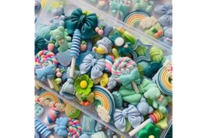 FULUSODO 60pcs Blue Flat Back Bulk Mixed Resin Cute Set Ornament Scrapbooking