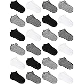 URATOT 24 Pairs Kids' Low Cut Socks - Boys' or Girls' Half Cushion Athletic Ankle Socks
