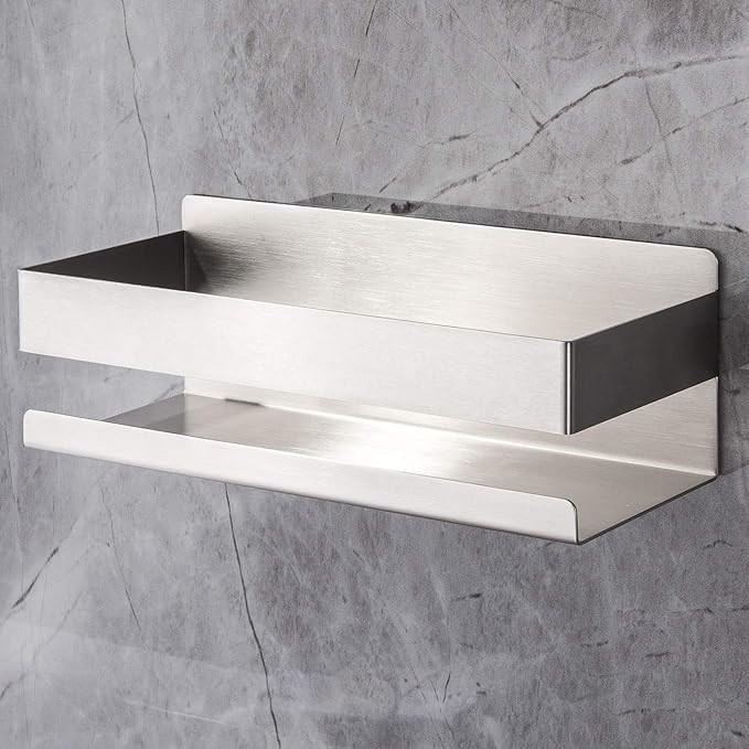 Oriware Adesiva Mensola Doccia Bagno Stoccaggio Portaoggetti da Bagno Gabinetto SUS 304 Acciaio Inossidabile - Nessuna Perforazione