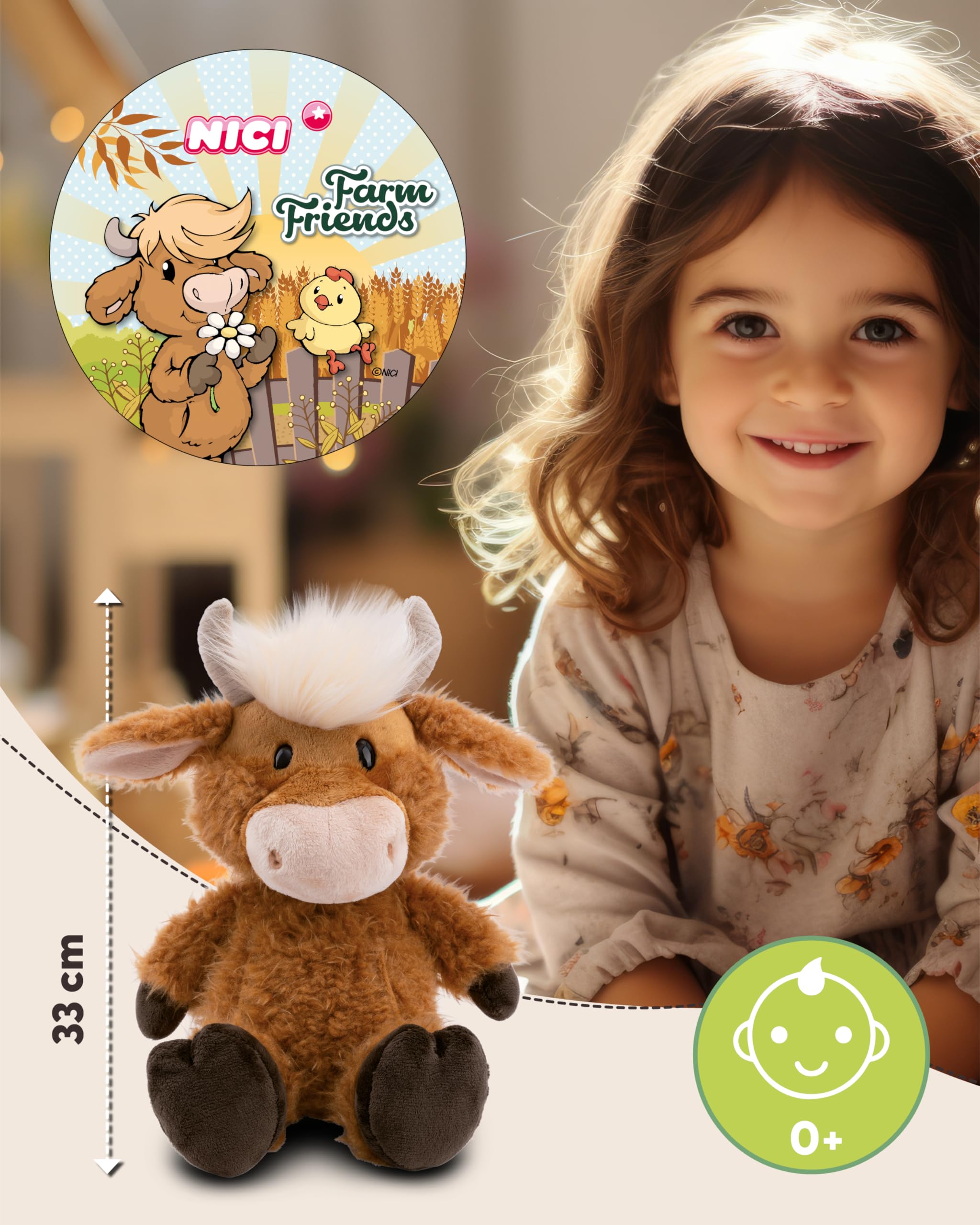 NICI Kuscheltier Hochlandrind McMooray 33cm braun - Stofftier aus weichem Plüsch, niedliches Plüschtier zum Kuscheln und Spielen, für Kinder & Erwachsene - tolle Geschenkidee - 61118 2