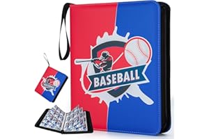 FONWILL Trading Card Binder,Sports Trading Card with Sleeves Holder Album,900 Pockets Baseball Card Holder Sheets Display Storage Protectors for Collectors Boys and Girls Gift (Red and Blue Baseball)