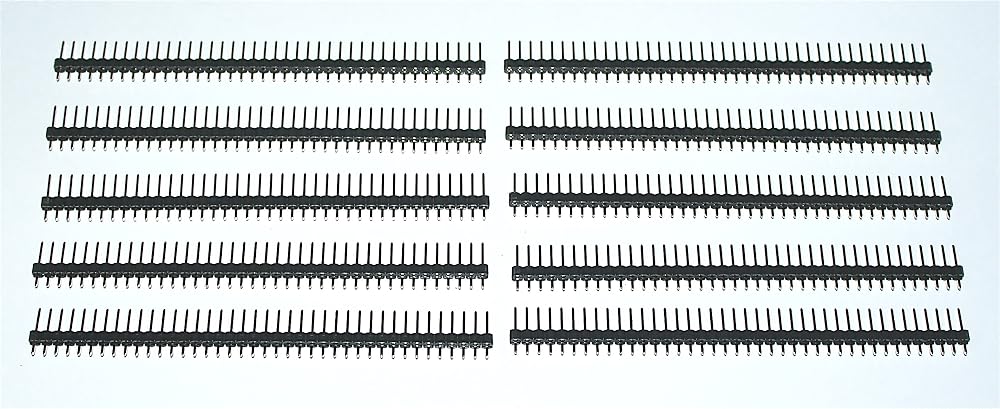 Veqotya 40 Way Pin Header Straight 2.54mm Pitch Tin Plated 10 Pack