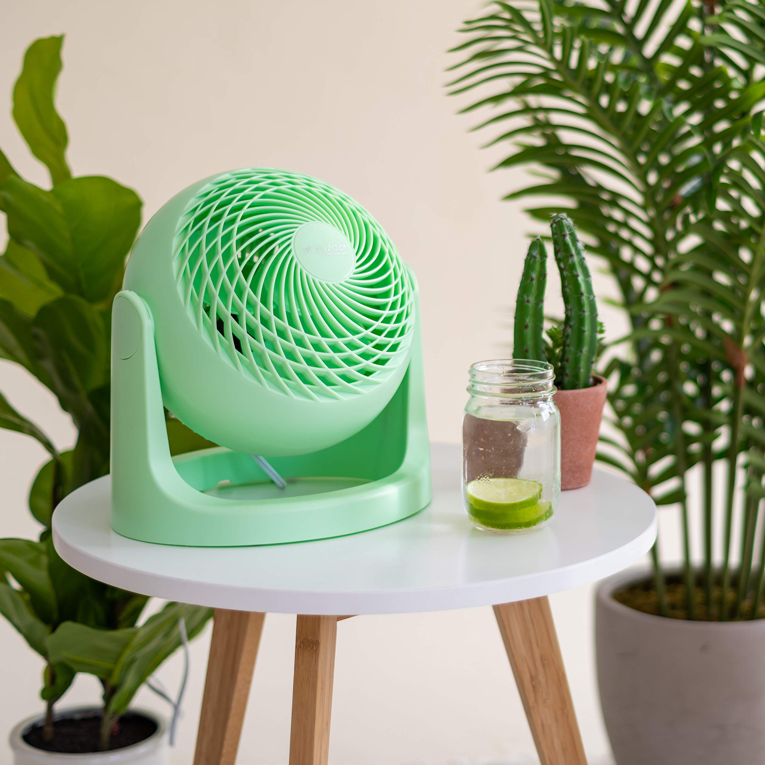 IRIS USA WOOZOO Desk Fan, Oscillating Table Air Circulator, 3 Speeds, 52ft Max Air Distance, 360° Adjustable Tilt, 30db Low Noise Motor, Small Fan for Bedroom, Office, Dorm, Green