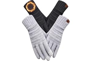 REACH STAR 2 Pairs Winter Gloves for Women, Touch Screen Warm Knit Thermal Gloves for Cold Weather for Christmas Gifts