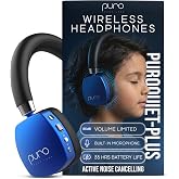 Puro Sound Labs-Kids Headphones, Volume-Limiting 85dB, PuroQuiet Plus, Blue | 85 dB Volume Limit, Built in Mic, 35-Hour Battery, Lightweight On Ear Design &amp; Comfy Fit, Bluetooth Headphones for Kids
