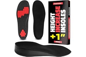 BENOO Height Increase Insoles (+1 Inch) for Men, Instant Height Boosters, Trim to Fit Shoe Lift, Comfortable Leveler, Inserts (Mens 8-9.5)