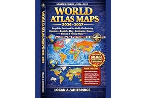 WORLD ATLAS MAPS 2026–2027: Large Print Premium Color World Atlas Featuring Countries, Capitals, Flags, Continents, Oceans, P