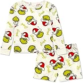 The Grinch Pajamas Girls 2-Piece Matching Set - Kids Soft Christmas PJs Loungewear - Long Sleeve & Shorts - Official Product