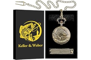 Keller & Weber Vintage Quartz Fob Pocket Watches for Men Women,Anniversary Presents,Birthday Christmas Gifts,Necklace Clock Gifts for Male Husband,Gift Box and Card