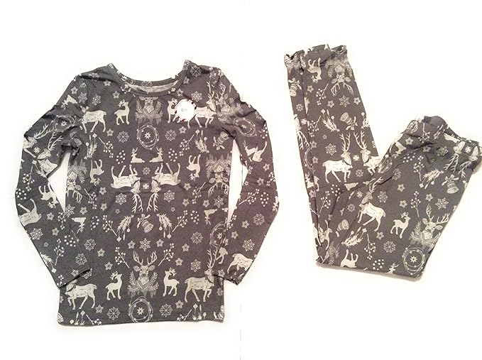 Buy North Pole Trading Company Girls 2 Piece Gray Reindeer Holiday Christmas Pajama Set Top Pants Size 4 8 4 At Amazon In