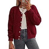 PRETTYGARDEN Fall Long Sleeve Cardigans for Women Trendy 2026 Lightweight Button Down Crewneck Loose Knit Sweater Clothes