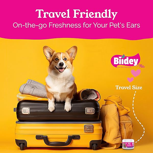 BIIDEY CAT DOG EAR & FACE CLEANER WIPES, GENTLY REMOVE EAR WAX & DEBRIS, RELIEVE EAR ITCHING & INFLAMMATION – SOOTHING CLEANSING DEODORIZING EAR CARE WIPES FOR CAT AND DOG